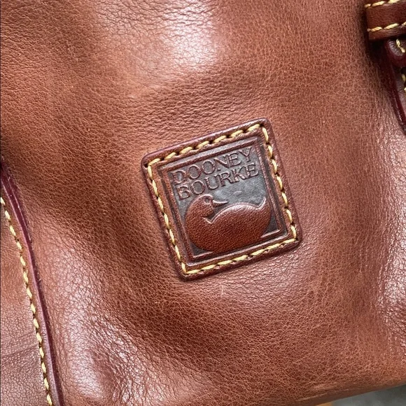 Dooney & Bourke Dark Brown Leather Florentine Satchel with Tassel Accent - Picture 2 of 9